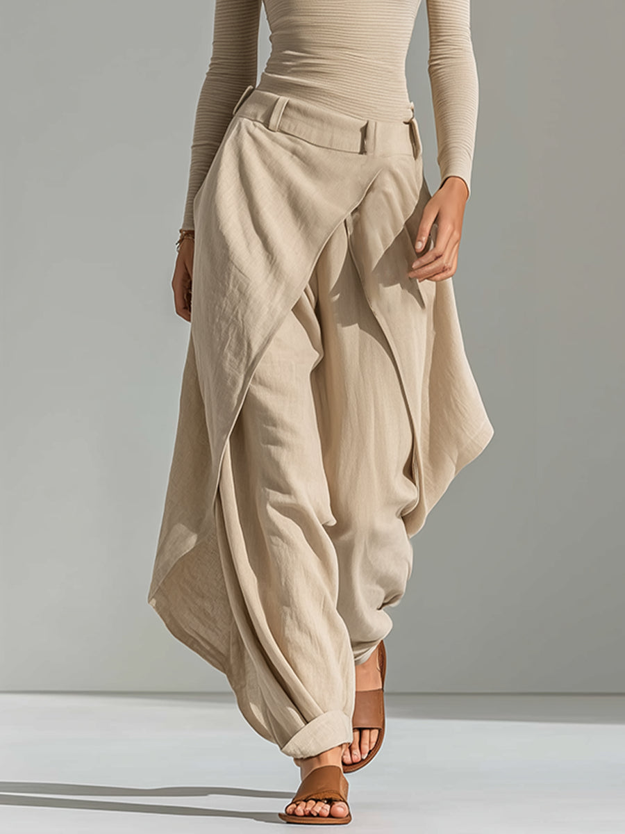 Giuliana | Completo Beige con Top a Barca e Pantaloni Larghi