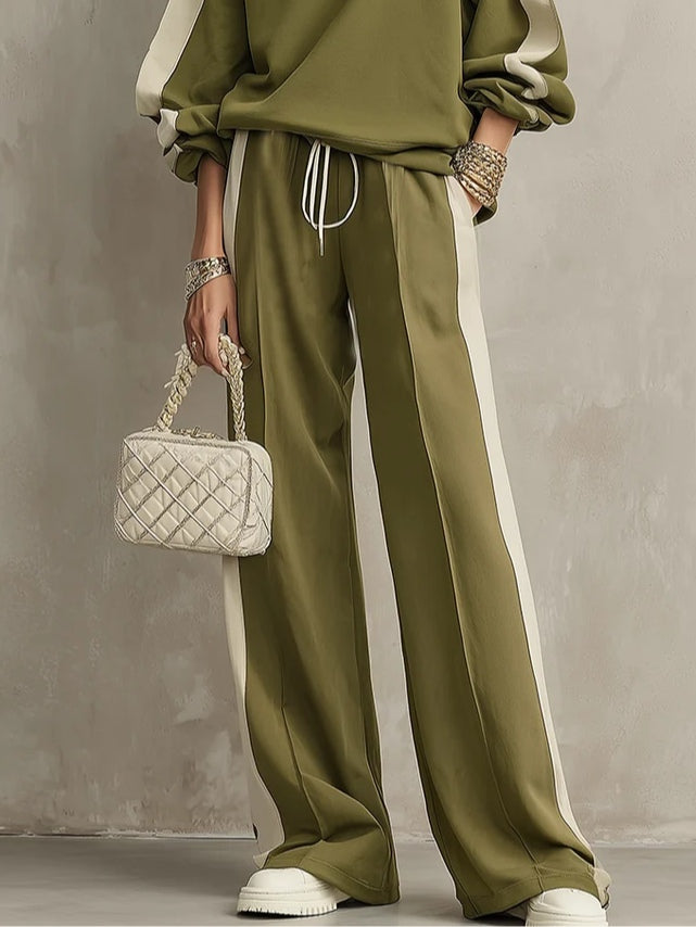 Sonia | Completo Casual Verde Oliva con Pantaloni Larghi