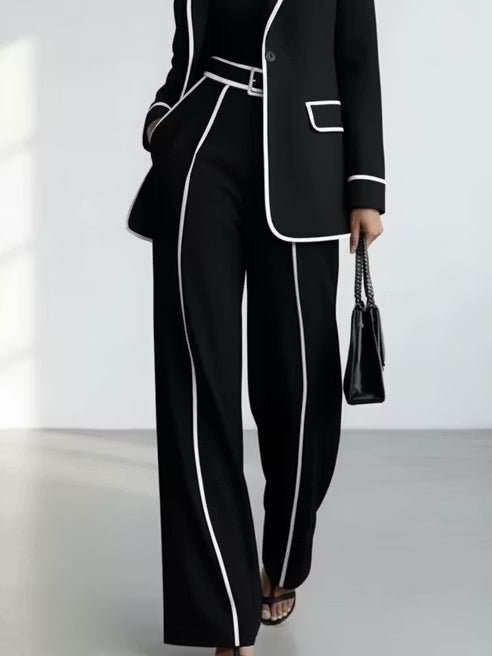 Claudia | Completo Nero con Blazer e Pantaloni Larghi