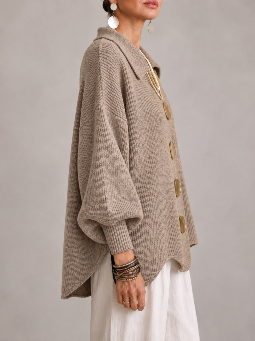 Cardigan oversize color sabbia beige