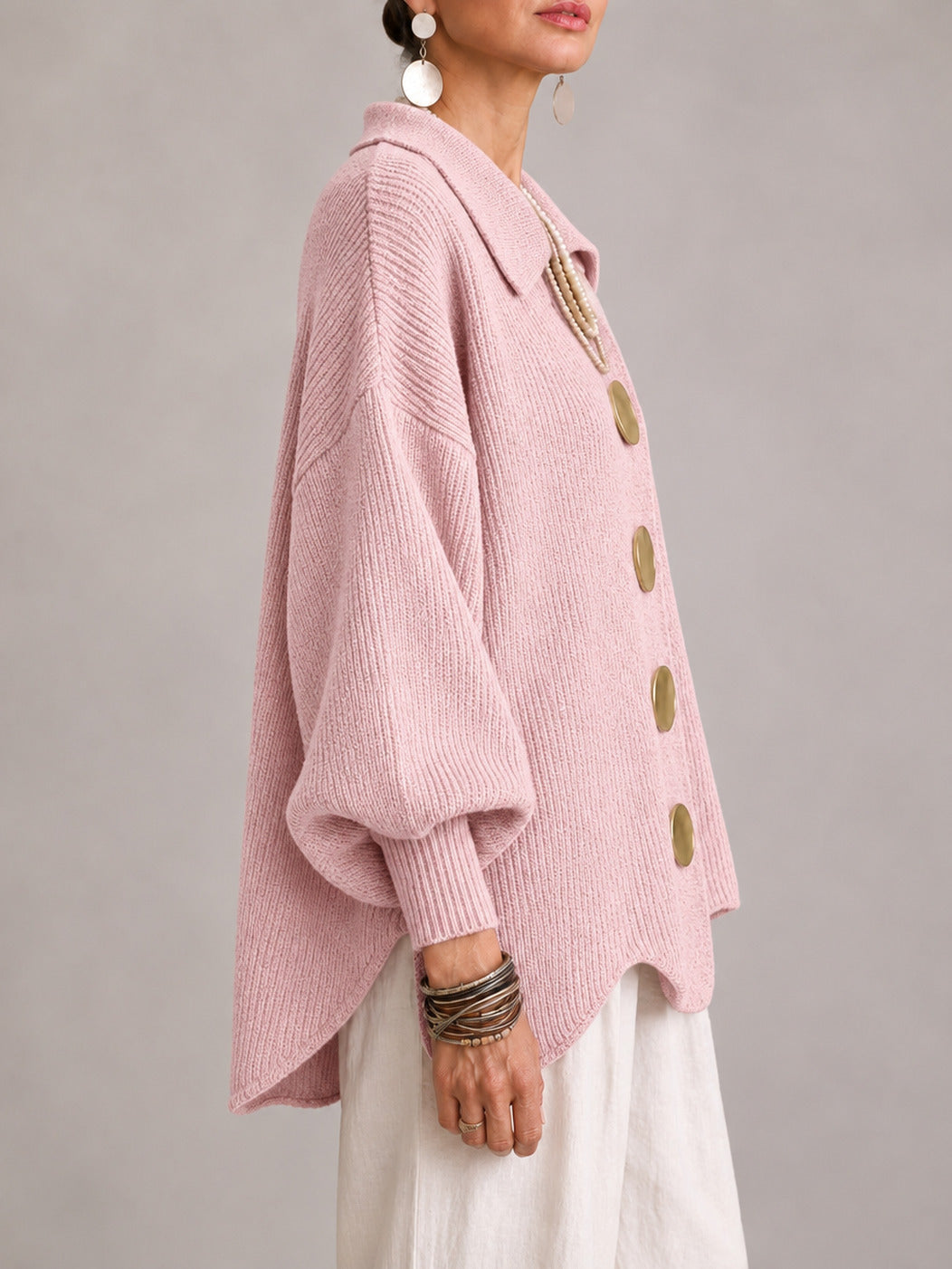 Cardigan oversize rosa cipria