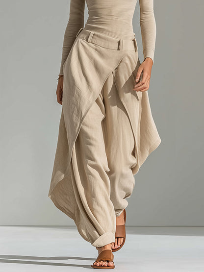 Giuliana | Completo Beige con Top a Barca e Pantaloni Larghi