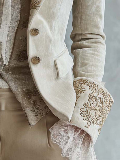 Ombretta | Blazer Ivorio Ricamato Tailleur