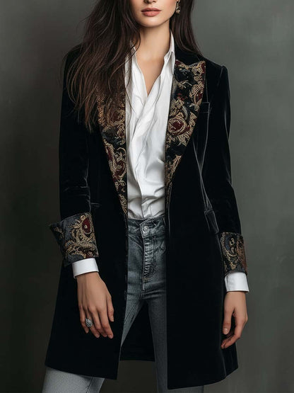 Marzia | Blazer Ajustato Stampato Barocco Nero