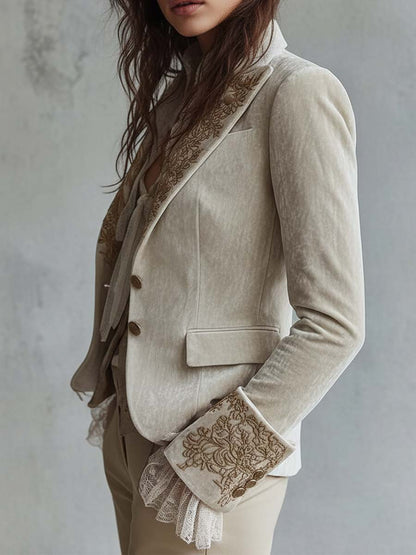 Ombretta | Blazer Ivorio Ricamato Tailleur