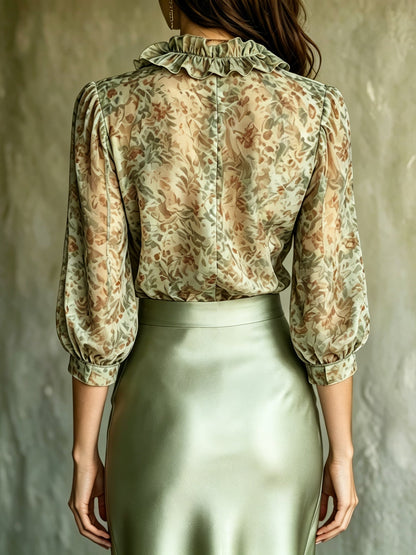 Antonella | Completo con Blusa a Rouches e Minigonna in Satin