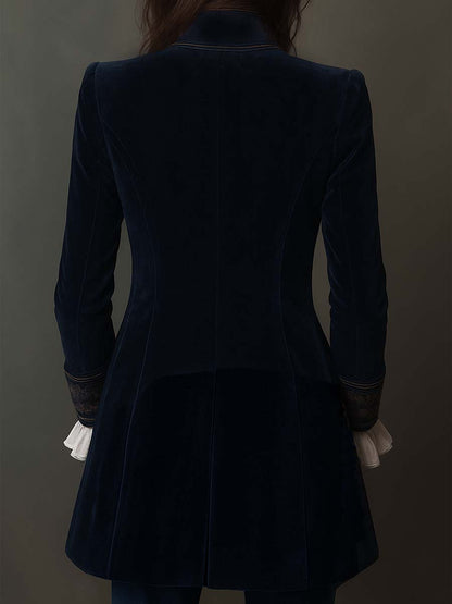 Simonetta | Giacca Lunga Ricamata Vintage Blu Marino
