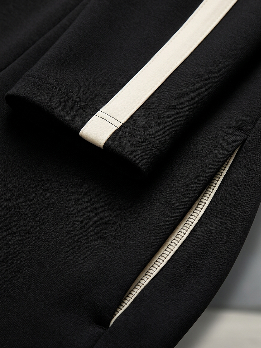 Monica | Completo Nero con Top Mezza Zip e Pantaloni Larghi