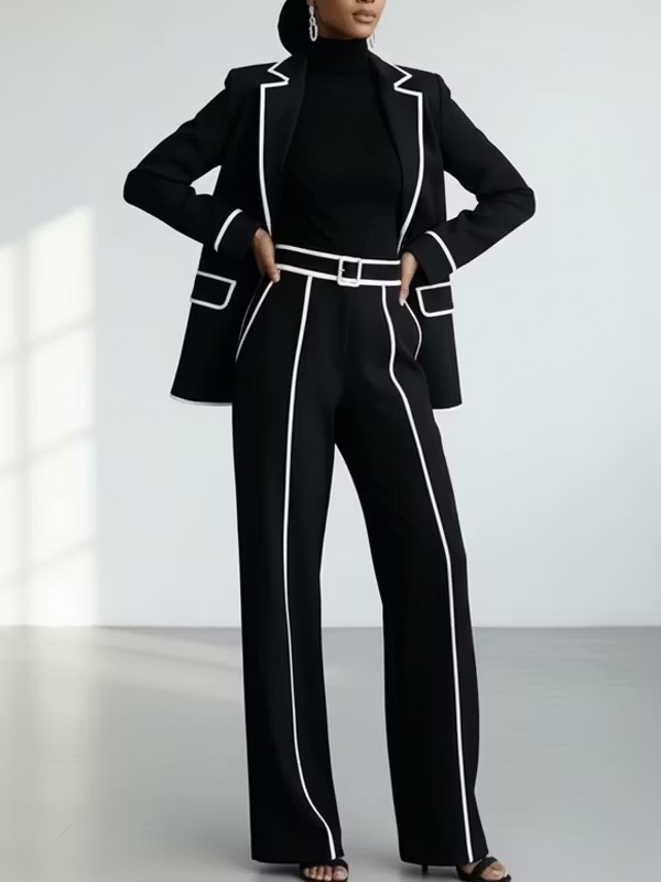 Claudia | Completo Nero con Blazer e Pantaloni Larghi