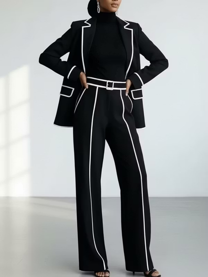 Claudia | Completo Nero con Blazer e Pantaloni Larghi
