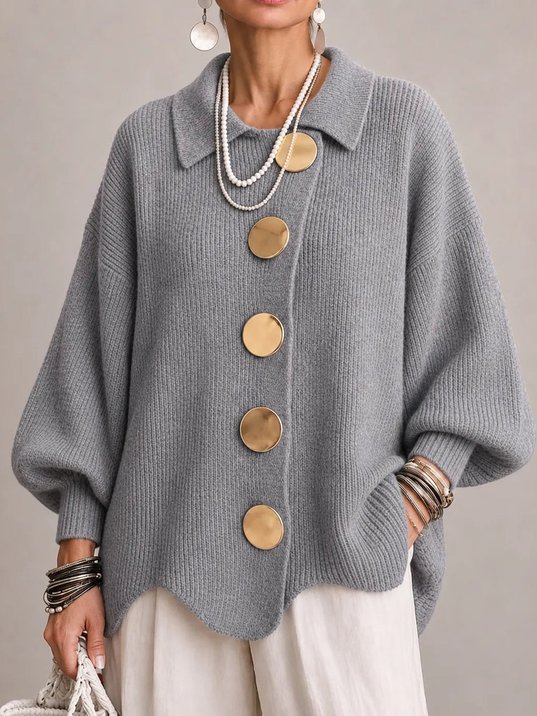 Cardigan grigio oversize