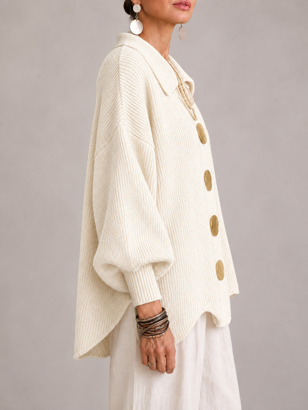Cardigan oversize avorio