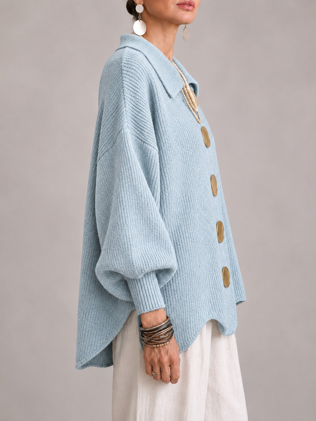 Cardigan oversize blu polvere