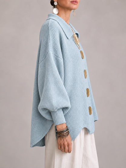 Cardigan oversize blu polvere
