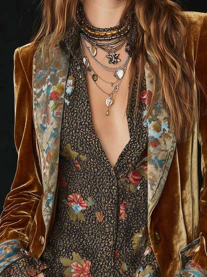 Barbara | Blazer Patchwork Stampato Floreale Vintage