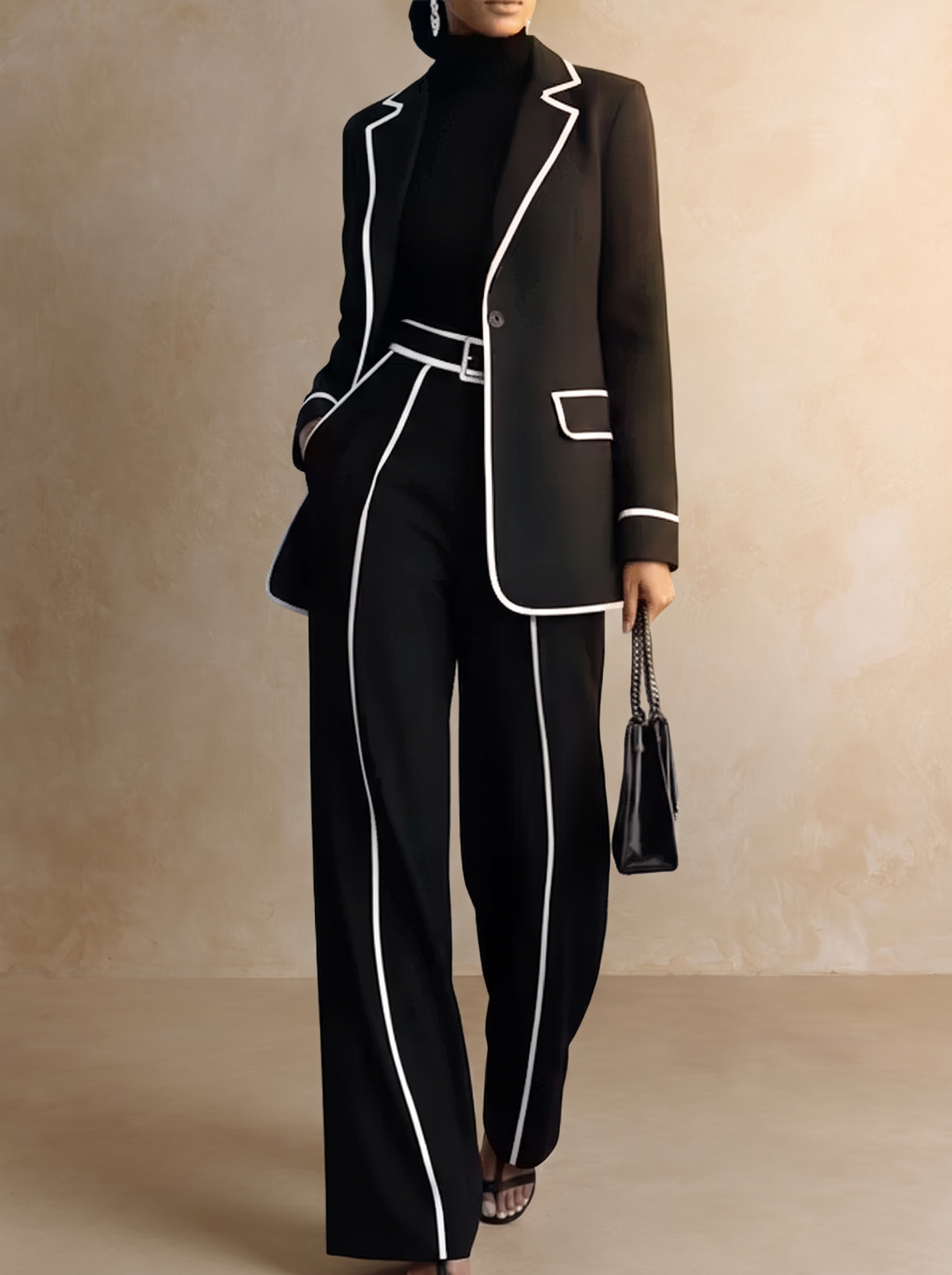 Claudia | Completo Nero con Blazer e Pantaloni Larghi