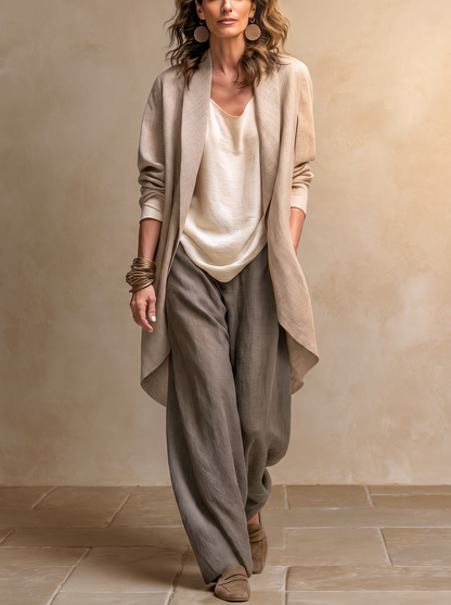Costanza | Completo 3 Pezzi Palazzo Beige e Grigio