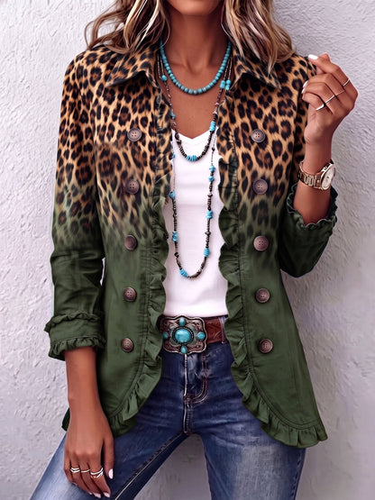 Ivana | Blazer Leopardo Sfumato con Volant